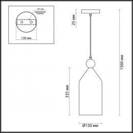 Odeon light 4091/1 PENDANT ODL19 375 темн.серый/золотой Подвес Е27 1*40W BOLLI  - 2 купить